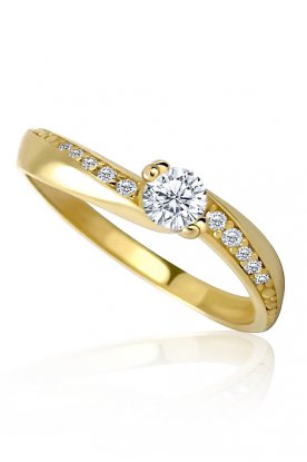 Zsnubn prsten ze lutho zlata se zirkony vzor 449