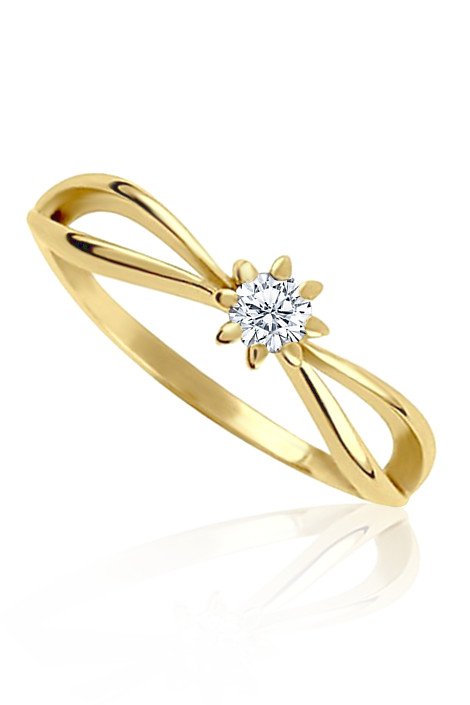 Zsnubn prsten ze lutho zlata se zirkonem vzor 930