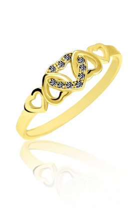 Dmsk prsten z blho a lutho zlata ve tvaru srdka