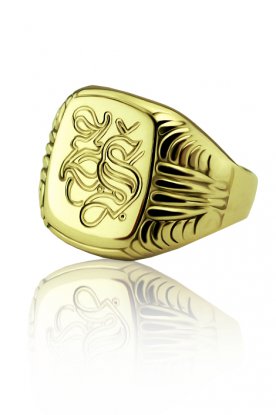 Zlat peetn prsten s monogramem