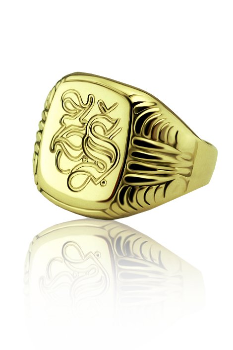 Zlat peetn prsten s monogramem 04