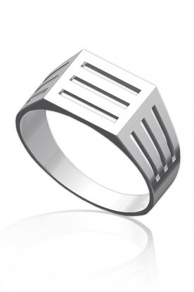 Pánský pečetní prsten ze stříbra s mřížkou