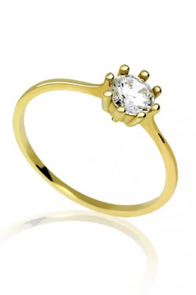 Zásnubní prsten ze žlutého zlata se zirkonem