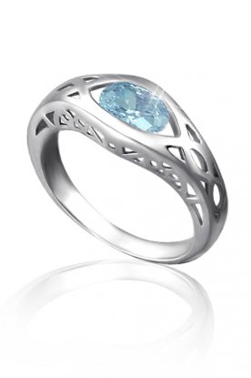 Dámský prsten ze stříbra s akvamarínem