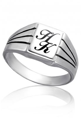 Pánský prsten ze stříbra s monogramem