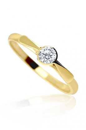 Zásnubní prsten ze žlutého zlata se zirkonem vzor 024