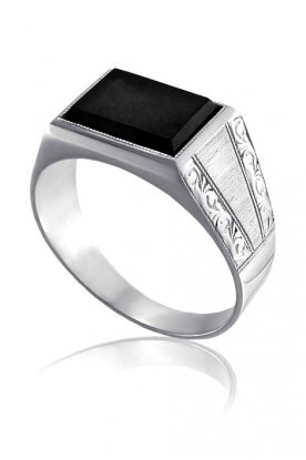 Pánský pečetní prsten s onyxem ze stříbra