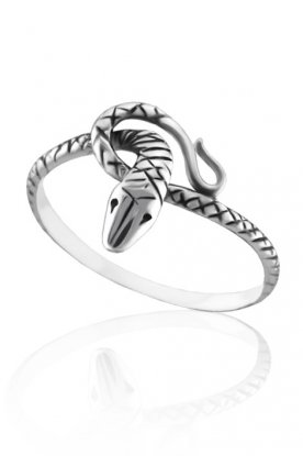 Dámský prsten z bílého zlata ve tvaru hada.