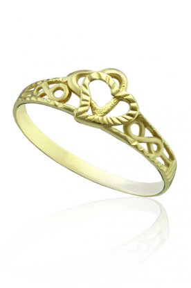 Dámský prsten ze žlutého zlata srdíčka