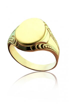 Zlatý pánský pečetní prsten s ornamenty