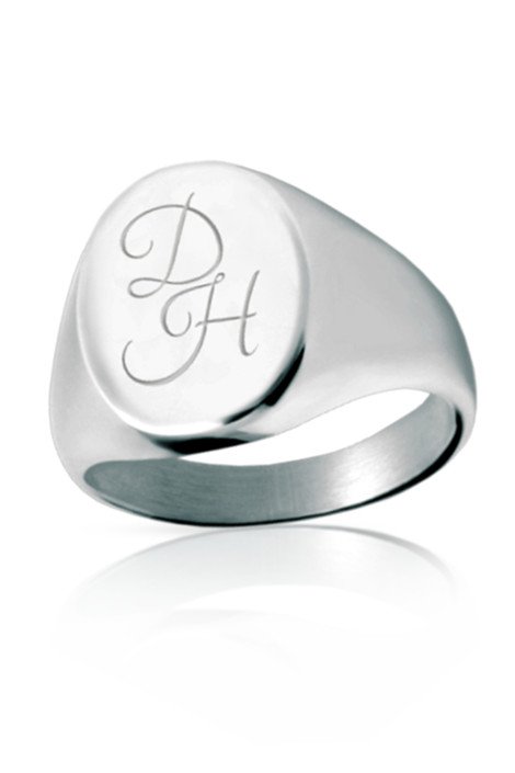 Pánský prsten ze stříbra s monogramem v lesklém provedení