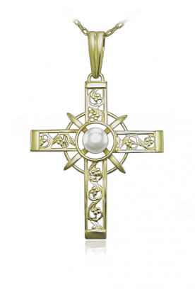 Zlaty kříž s perlou