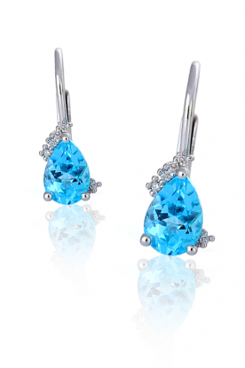 Dámské diamantové náušnice s modrým topazem A1