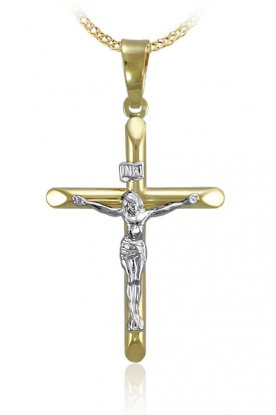 Zlatý přívěsek kříž s kristem