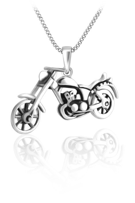 Stříbrný přívěsek motorka