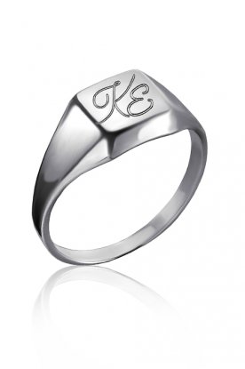 Pánský pečetní prsten s monogramem ve stříbře.