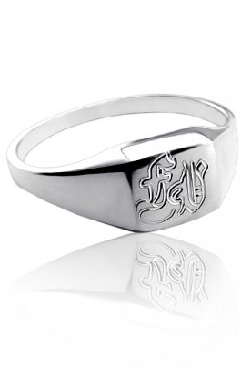 Pánský pečetní prsten s monogramem ve stříbře.