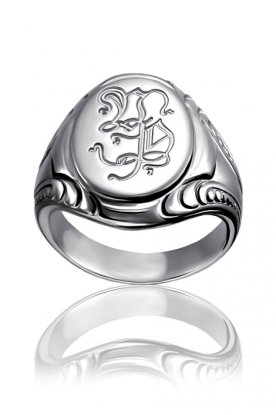 Pánský pečetní prsten s monogramem s ozdobami