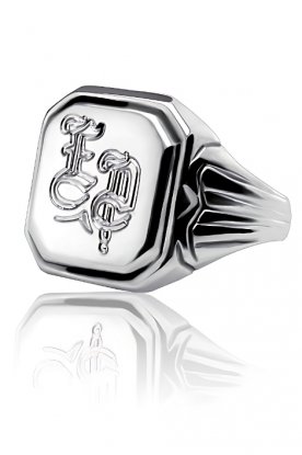 Stříbrný pečetní prsten ghotic s monogramem