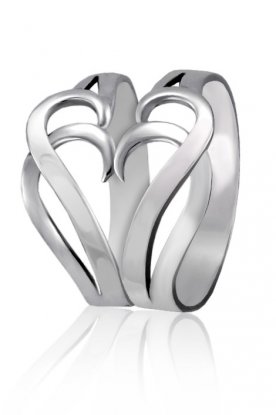Stříbrné snubní prsteny ve tvaru propletených srdíček
