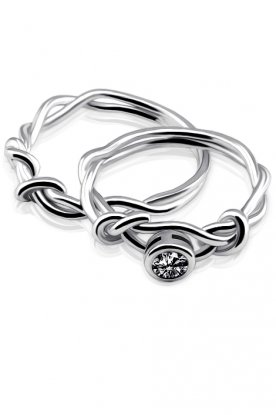Stříbrné snubní prsteny ve uzlu