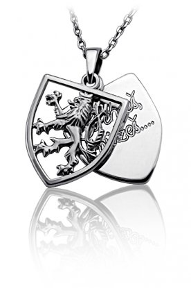 St��brn� p��v�sek zdoben� �esk�m lvem