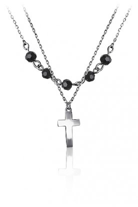 Stříbrný náhrdelník s křížkem a kamínky