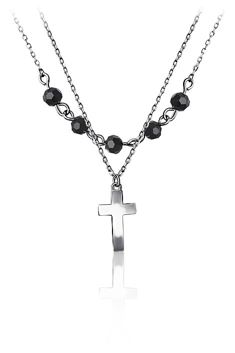 Stříbrný náhrdelník s křížkem a kamínky 01