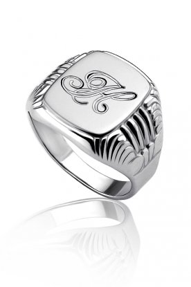 Stříbrný pánský prsten ghotic s monogramem