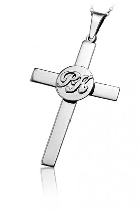 Stříbrný přívěsek velký kříž s rytým písmenkem