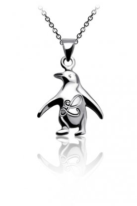 Stříbrný přívěsek tučňáka s vlastním písmenkem