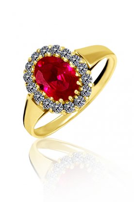 Dámský zlatý prsten s rubínem